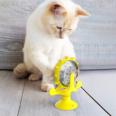 Distributeur croquettes chat - moulin à vent jaune