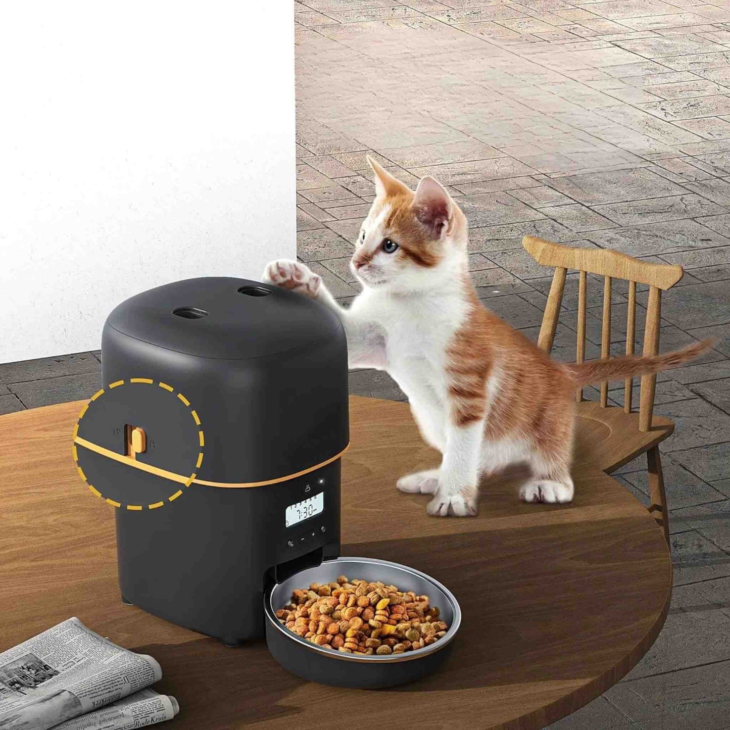 Distributeur de croquettes chat