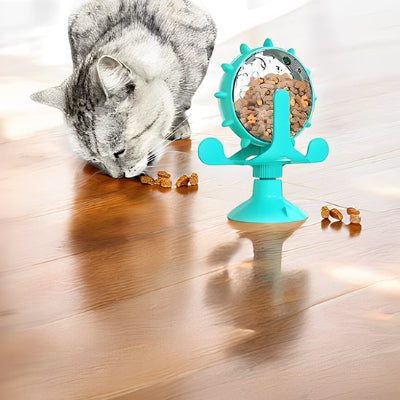 Distributeur croquettes chat - moulin à vent turquoise