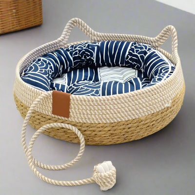 Panier en osier pour chat - tissé