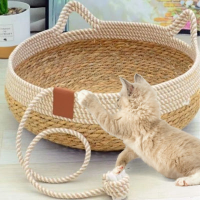 Panier en osier pour chat - tissé